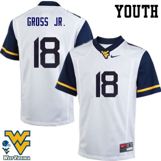 Youth West Virginia Mountaineers NCAA #18 Marvin Gross Jr. White Authentic Nike Stitched College Football Jersey VE15P85NL